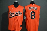Orioles 8 Cal Ripken Jr Orange Nike Cool Base Sleeveless Jersey,baseball caps,new era cap wholesale,wholesale hats